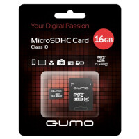 Карта памяти Qumo MicroSDHC 16GB Class10 + адаптер