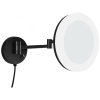 Зеркало косметическое Aquanet подвесное с LED подсветкой круглое D-20 см, черн.мат (1806DMB)