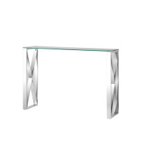 Консоль Stool Group КРОСС 115*30 прозрачное стекло/сталь серебро (ECST-008)