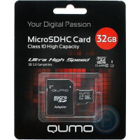 Карта памяти Qumo MicroSDHC 32GB Class10 UHS-I + адаптер