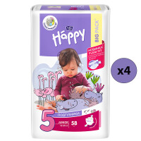 Подгузники Bella Baby Happy Junior 5 58 шт. 4 упаковки