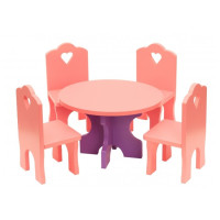 Кукольная мебель Краснокамская Игрушка Столик с четырьмя стульчиками КМ-03