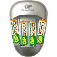 Зарядное устройство и аккумулятор GP PowerBank PB27GS270 C4+ 2700mAh AA 4шт.