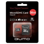 Карта памяти Qumo MicroSDHC 16GB Class10 + адаптер