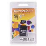 Карта памяти Exployd MicroSDHC 8GB Class10 + адаптер SD