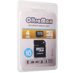 Карта памяти OltraMax MicroSDHC 4GB Class10 + адаптер SD