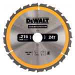 Диск пильный DeWalt 216х30х24 CONSTRUCTION (DT1952)