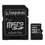 Карта памяти Kingston MicroSDHC 16 GB Class10 UHS-I 80MB/S + адаптер