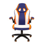 Кресло игровое Chairman game 15 синий/белый/оранжевый (00-07033039)