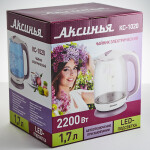 Чайник электрический Аксинья КС-1020 белый/фиолетовый